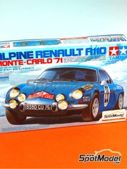 Tamiya: Car scale model kit 1/24 scale - Alpine Renault A110 #22, 28 - Jean-Claude Andruet (FR) + Michel Vial (FR), Ove Andersson (SE) + David Stone (GB) - Monte Carlo Rally - Rallye Automobile de Monte-Carlo 1971 - plastic parts, rubber parts, water slide decals and assembly instructions