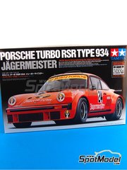Tamiya: Car scale model kit 1/24 scale - Porsche 934 Turbo RSR Group 4 Max Moritz  Team sponsored by Jagermeister #24, 25 - Helmut Kelleners (DE) + Reinhardt Stenzel (DE) + Gnter Steckknig (DE) + Derek Bell (GB) - Nrburgring 1000 Kilometres, European GT Championship 1976 - photo-etched parts, plastic parts, rubber parts, water slide decals and assembly instructions