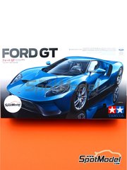 Tamiya: Maqueta de coche escala 1/24 - Ford GT - mscaras de pintura, piezas de plstico, piezas de goma, calcas de agua, otros materiales, manual de instrucciones e instrucciones de pintado