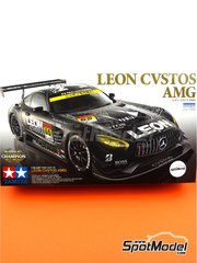 Tamiya: Car scale model kit 1/24 scale - Mercedes Benz AMG GT3 K2 R&D Leon Team sponsored by Leon Cvstos #65 - Haruki Kurosawa (JP) + Naoya Gamou (JP) - Autobacs Super GT Series 2018 - paint masks, plastic parts, rubber parts, water slide decals, other materials, assembly instructions and painting instructions image