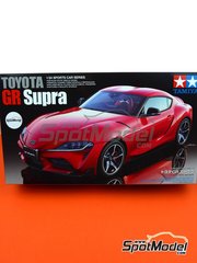 Tamiya: Car scale model kit 1/24 scale - Toyota GR Supra - paint masks, plastic parts, rubber parts, water slide decals, other materials, assembly instructions and painting instructions image