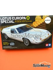 Tamiya: Car scale model kit 1/24 scale - Lotus Europa Special - photo-etched parts, plastic parts, rubber parts, seatbelt fabric, water slide decals, other materials, assembly instructions and painting instructions image