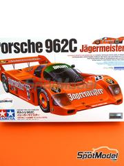 Tamiya: Car scale model kit 1/24 scale - Porsche 962C  Brun Motorsport Team sponsored by Jagermeister #3 - Oscar Larrauri (AR) + Jochen Mass (DE) - 200 Miles Norisring 1987 - plastic parts, rubber parts, water slide decals, assembly instructions and painting instructions