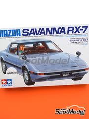 Tamiya: Car scale model kit 1/24 scale - Mazda Savanna RX-7 - paint masks, plastic parts, rubber parts, water slide decals, assembly instructions and painting instructions