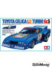 Tamiya: Car scale model kit 1/24 scale - Toyota Celica LB Turbo Group 5 Schnitzer Team sponsored by Rodenstock #56, 68 - Harald Ertl (AT) - Deutsche Rennsport Meisterschaft DRM 1977 - plastic parts, rubber parts, water slide decals, assembly instructions and painting instructions
