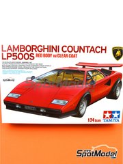 Tamiya: Car scale model kit 1/24 scale - Lamborghini Countach LP500S 1982 - plastic parts, rubber parts, water slide decals, assembly instructions and painting instructions image