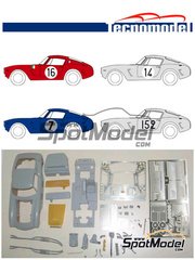 Tecnomodel: Car scale model kit 1/24 scale - Ferrari 250 SWB - 24 Hours Le Mans, Tour de France Automobile - Tour de Corse 1961 and 1962 - resin multimaterial kit