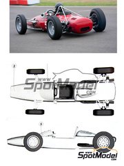 This Way Up: Car scale model kit 1/43 scale - ATS Tipo 100 - Phil Hill (US), Giancarlo Baghetti (IT) - Press version 1962 - photo-etched parts, turned metal parts, water slide decals, white metal parts and assembly instructions