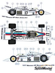 This Way Up: Car scale model kit 1/43 scale - Shadow DN8A sponsored by Ambrosio Tabatip #17 - Alan Jones (AU), Riccardo Patrese (IT) - Monaco Formula 1 Grand Prix 1977 - photo-etched parts, turned metal parts, water slide decals, white metal parts and assembly instructions