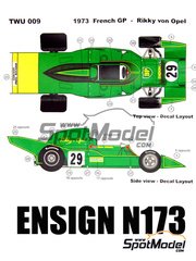 This Way Up: Car scale model kit 1/43 scale - Ensign Ford N173 sponsored by BP #29 - Rikky von Opel (LI) - French Formula 1 Grand Prix 1973 - photo-etched parts, turned metal parts, water slide decals, white metal parts and assembly instructions