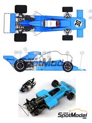 This Way Up: Car scale model kit 1/43 scale - Amon F101 sponsored by Firestone #30 - Chris Amon (NZ) - Spanish Formula 1 Grand Prix 1974 - photo-etched parts, turned metal parts, water slide decals, white metal parts and assembly instructions