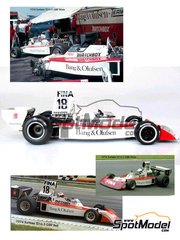 This Way Up: Car scale model kit 1/43 scale - Surtees TS16-3 Surtees Racing Organization Team sponsored by Bang and Olufsen Beolab Fina #18, 19 - Derek Bell (GB), Jochen Mass (DE) - German Formula 1 Grand Prix 1974 - photo-etched parts, turned metal parts, water slide decals, white metal parts and assembly instructions