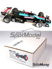 Tameo Kits: Car scale model kit 1/43 scale - Shadow DN8A Tabatip Shadow Racing Team sponsored by F&S Properties #16 - Tom Pryce (GB) - Dutch Formula 1 Grand Prix 1976 - photo-etched parts, rubber parts, turned metal parts, vacuum formed parts, water slide decals, white metal parts, other materials, assembly instructions and tobacco sponsor decals