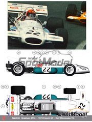 This Way Up: Car scale model kit 1/43 scale - Brabham Ford BT33 #22 - Rolf Stommelen (DE) - French Formula 1 Grand Prix 1970 - photo-etched parts, turned metal parts, water slide decals, white metal parts and assembly instructions