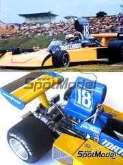 This Way Up: Car scale model kit 1/43 scale - Surtees TS16-4 Surtees Racing Organization Team sponsored by Matchbox - John Watson (GB) - Brazilian Formula 1 Grand Prix 1975 - photo-etched parts, turned metal parts, water slide decals, white metal parts and assembly instructions