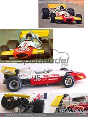 This Way Up: Car scale model kit 1/43 scale - Brabham Ford BT33 Brabham Racing Organisation Team sponsored by Lucky Strike #15 - Dave Charlton (ZA) - South African Formula 1 Grand Prix 1971 - photo-etched parts, turned metal parts, water slide decals, white metal parts and assembly instructions