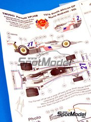 This Way Up: Car scale model kit 1/43 scale - Parnelli VPJ4B #27 - Mario Andretti (US) - South African Formula 1 Grand Prix, USA West Long Beach Formula 1 Grand Prix 1976 - photo-etched parts, turned metal parts, water slide decals, white metal parts and assembly instructions