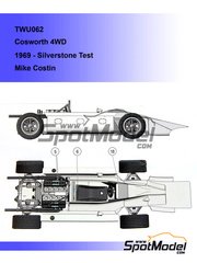This Way Up: Car scale model kit 1/43 scale - Cosworth 4WD - Mike Costin (GB) - IRTA Test 1969 - photo-etched parts, turned metal parts, water slide decals, white metal parts and assembly instructions