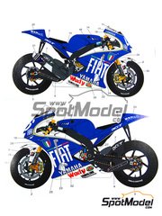 Top Studio: Detail up set 1/12 scale - Yamaha YZR-M1 Fiat #46 - Valentino Rossi (IT) - Motorcycle World Championship 2008 - for Tamiya references TAM14104, 14104, TAM14105 and 14105