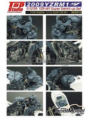 Top Studio: Detail up set 1/12 scale - Yamaha YZR-M1 - Motorcycle World Championship 2009 - photo-etched parts, resin parts, turned metal parts, other materials and assembly instructions - for Tamiya references TAM14117, TAM14119, TAM14120 and TAM14128