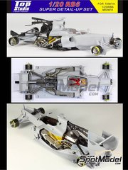Top Studio: Set de mejora y detallado escala 1/20 - RB Racing Renault RB6 - Campeonato del Mundo FIA de Formula 1 2010 - piezas de metal mecanizado, fotograbados, piezas de resina, tela de cinturones, piezas de metal torneado, otros materiales y manual de instrucciones - para la referencia de Tamiya TAM20067