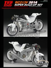 Top Studio: Set de mejora y detallado escala 1/12 - Honda RC213V - Campeonato del Mundo de Motociclismo 2014 - fotograbados, piezas de resina, piezas de metal torneado, otros materiales y manual de instrucciones - para la referencia de Tamiya TAM14130
