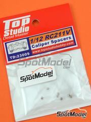 Top Studio: Detalle escala 1/12 - Espaciadores pinza freno Honda RC211V - piezas de metal torneado - para las referencias de Tamiya TAM14092, TAM14095, TAM14096, TAM14097, TAM14106, TAM14107 y TAM14108 - 8 unidades
