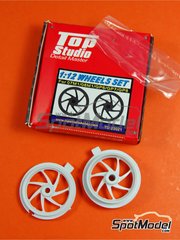 Top Studio: Rims 1/12 scale - Yamaha YZR-M1 2007 - 2008 / Ducati GP6 - GP7 - GP8 2006, 2007 and 2008 - resin parts and turned metal parts - for Tamiya references TAM14098, TAM14100, TAM14115 and TAM14116