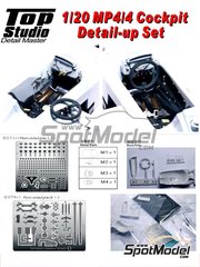 Top Studio: Cockpit set 1/20 scale - McLaren Honda MP4/4 Cockpit Detail-up Set - resin, metal pieces and photo-etched parts - for Tamiya references TAM20022, TAM89719 and TAM92208