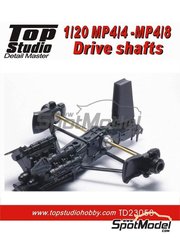 Top Studio: Drive shafts 1/20 scale - McLaren Honda MP4/8 - MP4/4 Drive Shafts - photo-etched parts, turned metal parts and assembly instructions - for Tamiya references TAM20022, TAM20039, TAM25172, TAM89719 and TAM92208
