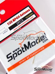 Top Studio: Antenna 1/20 scale - Antenna McLaren Honda MP4/4 - turned metal parts - for Tamiya references TAM20022, TAM89719 and TAM92208 - 2 units