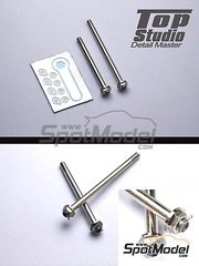 Top Studio: Tuercas escala 1/12 - Tuercas hexagonales con pasador para llanta delantera y trasera de Moto GP - piezas de metal mecanizado y fotograbados - 2 unidades