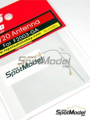 Top Studio: Antenna 1/20 scale - Antenna set Ferrari F2003-GA - metal parts, turned metal parts and assembly instructions - for Fujimi references FJ090801, 09080, GP-28, FJ090863, 09086, GP-30, FJ09088, 090887, GP-33, FJ090887, 09088, GP-33, FJ090917, 09091, GP-36 and FJ092096