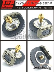 Top Studio: Brakes 1/20 scale - McLaren Honda MP4/6 - CNC metal parts, photo-etched parts, resin parts, turned metal parts, other materials and assembly instructions - for Fujimi references FJ09044, GP10, 090443, FJ090443, FJ090443, 09044, GP10, FJ09044, FJ090818, 09081, GP-38, FJ091693, GP-53 and FJ09173