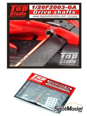 Top Studio: Transmisin escala 1/20 - Ferrari F2003-GA - Campeonato del Mundo FIA de Formula 1 2003 - piezas de metal, fotograbados y manual de instrucciones - para las referencias de Fujimi FJ090801, 09080, GP-28, FJ090863, 09086, GP-30, FJ09088, 090887, GP-33, FJ090887, 09088, GP-33, FJ090917, 09091, GP-36 y FJ092096
