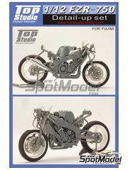 Top Studio: Detalle escala 1/12 - Yamaha FZR-750 - Set de detallado - piezas de metal, fotograbados y resinas - para kit de Fujimi