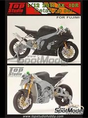 Top Studio: Detail up set 1/12 scale - Kawasaki ZX-10R 2011 - metal parts, photo-etched parts, resin parts, turned metal parts and assembly instructions - for Fujimi references FJ14138 and 141381 image