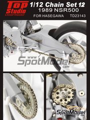 Top Studio: Chain set 1/12 scale - Honda NSR500 - Motorcycle World Championship 1989 - photo-etched parts, metal parts - for Hasegawa references 21504, BK-4 and 21714