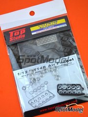 Top Studio: Trompetas de admisin escala 1/12 - Williams Renault FW14B - fotograbados, piezas de metal torneado y manual de instrucciones - para la referencia de Tamiya TAM12029