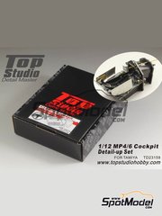 Top Studio: Set de mejora y detallado escala 1/12 - McLaren Honda MP4/6 - piezas de metal, fotograbados, piezas de resina, tela de cinturones, piezas de metal torneado y otros materiales - para las referencias de Tamiya TAM12028, TAM49571 y TAM89721