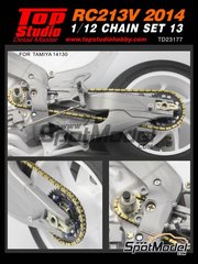 Top Studio: Chain set 1/12 scale - Honda RC213V 2014 - metal parts, photo-etched parts, resin parts, turned metal parts and assembly instructions - for Tamiya reference TAM14130