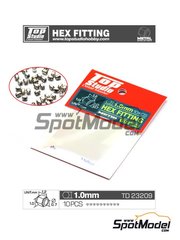 Top Studio: Tuercas - Tuerca hexagonal de 1.0mm para rcores y uniones - piezas de metal - 10 unidades