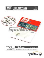 Top Studio: Nuts - Hex fitting 2.0mm for hydraulic pipe joints - CNC metal parts - 10 units