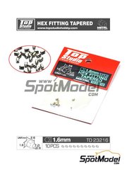 Top Studio: Nuts - Hex fitting tapered 1.6mm for hydraulic pipe joints - metal parts - 10 units