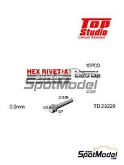 Top Studio: Tuercas - Tornillo cabeza hexagonal de 0.5 mm - piezas de metal - 10 unidades