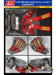 Top Studio: Set de mejora y detallado escala 1/12 - Williams Renault FW14B - piezas de metal, fotograbados, piezas de resina, tela de cinturones, piezas de metal torneado, calcas de agua, otros materiales y manual de instrucciones - para la referencia de Tamiya TAM12029