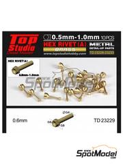 Top Studio: Nuts - Hex head screw 0.6 mm - Brass - metal parts - 10 units