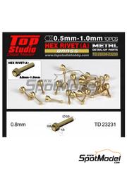 Top Studio: Nuts - Hex head screw 0.8 mm - Brass - metal parts - 10 units