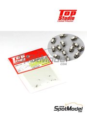 Top Studio: Nuts - Hex fitting trumpet shaped 1.2mm for hydraulic pipes - metal parts - 10 units