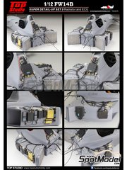 Top Studio: Set de mejora y detallado escala 1/12 - Williams Renault FW14B - piezas de metal, fotograbados, piezas de resina, tela de cinturones, piezas de metal torneado, calcas de agua, otros materiales y manual de instrucciones - para la referencia de Tamiya TAM12029